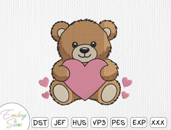 Bear with Heart Embroidery Design