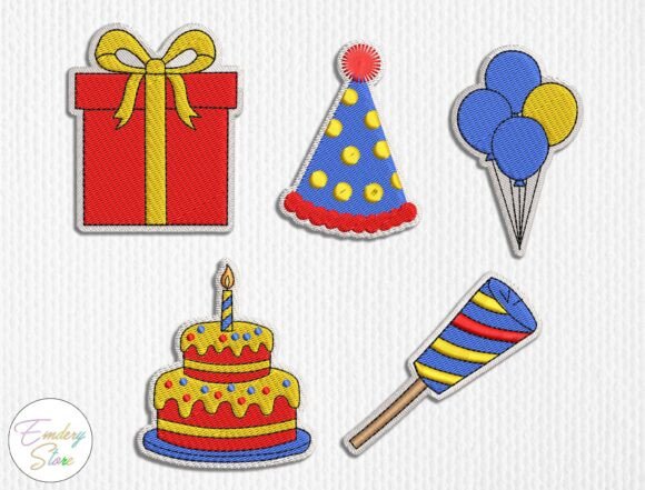 Birthday Party Embroidery Patch Set