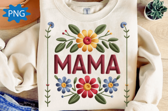 Boho Floral Mama Embroidery Style