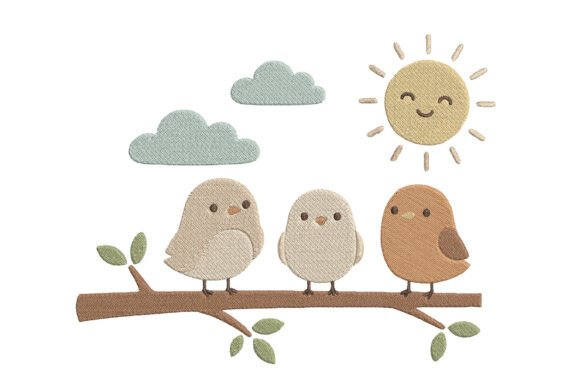 Cute Birds Embroidery Design