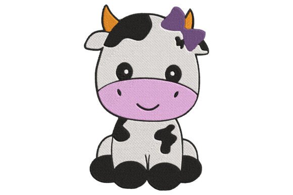 Cute Cow Embroidery Design