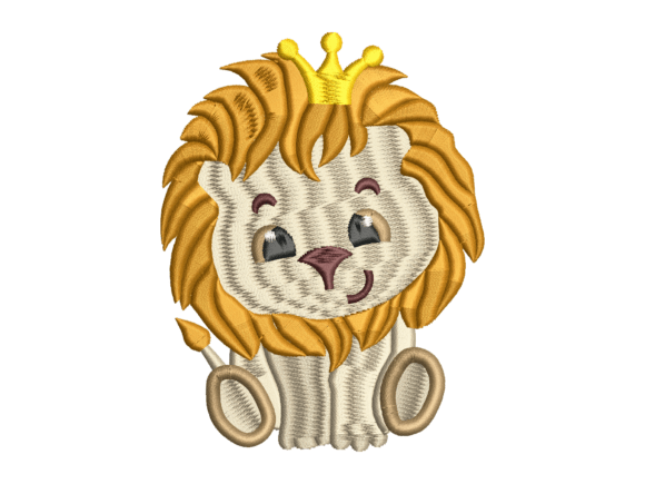 Cute Crowned Baby Lion Embroidery