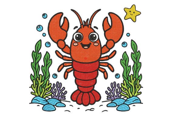 Cute Lobster Embroidery Design