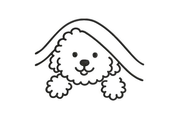 Cute Poodle Peeking Embroidery