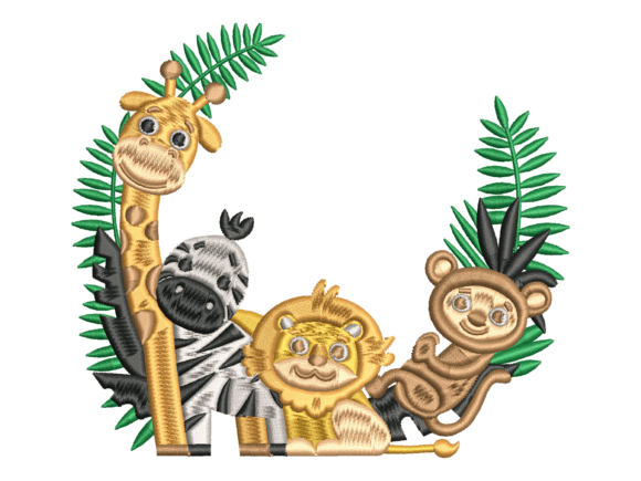 Cute Safari Animals Embroidery