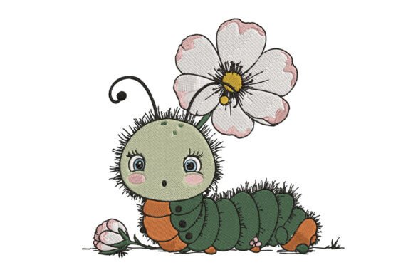 Flower Caterpillar Embroidery Design