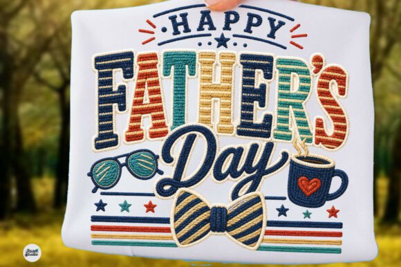 Happy Father’s Day Faux Embroidery PNG