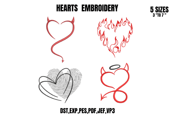 Heart Embroidery 4-Design Bundle Art