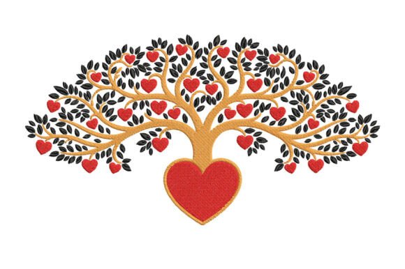Heart Tree Embroidery Design