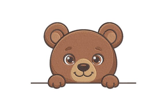 Kawaii Bear Peeking Embroidery