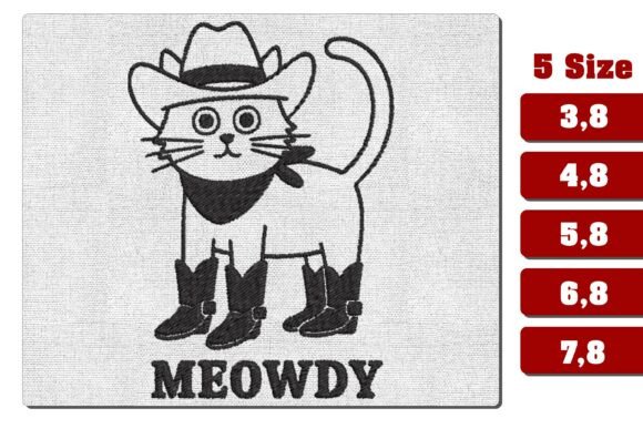 Meowdy Cat Embroidery - Cowboy Cat