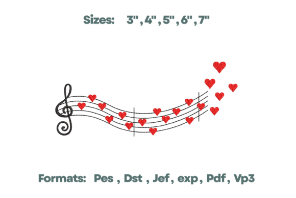 Musical Heart Staff Embroidery Art