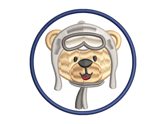Pilot Bear Embroidery Design