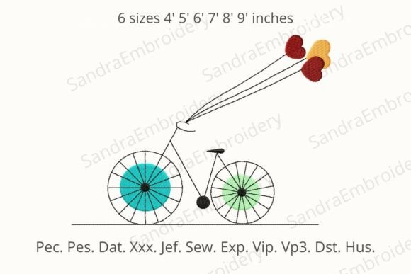 Romantic Summer Bike Embroidery Design