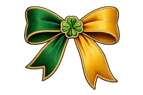 St Patrick Shamrock Bow Embroidery