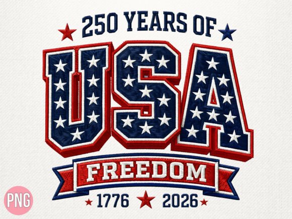 USA Freedom 1776 2026 Embroidery PNG